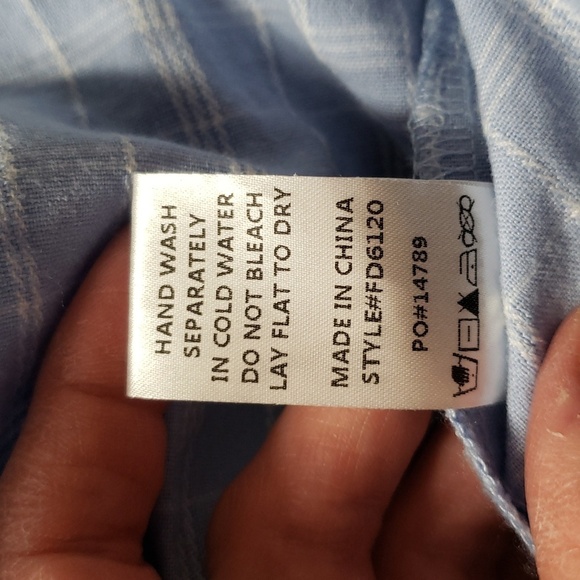 Fate Mini Dress Medium Plaid Blue White Ruffle Cap Sleeve Pockets Tiered Smocked - Picture 16 of 16